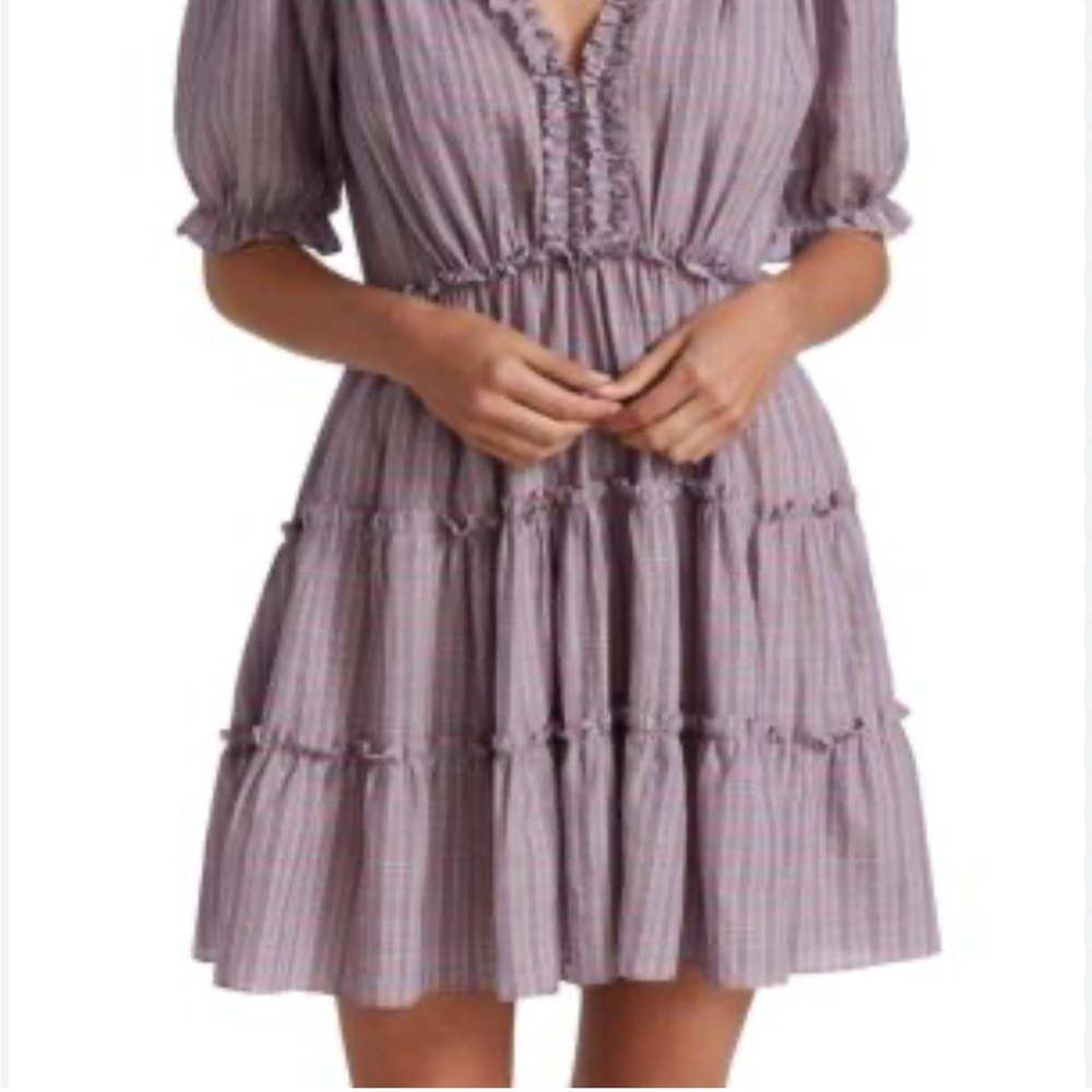 cinq a sept Lavender and Pink Striped Ruffle Mini Dress - Picture 11 of 11